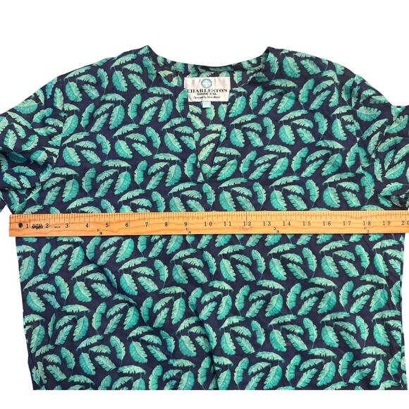 Charleston Shoe Company Swim Cover Up Cotton Leaf Print Tunic Dress Size M - Picture 6 of 9